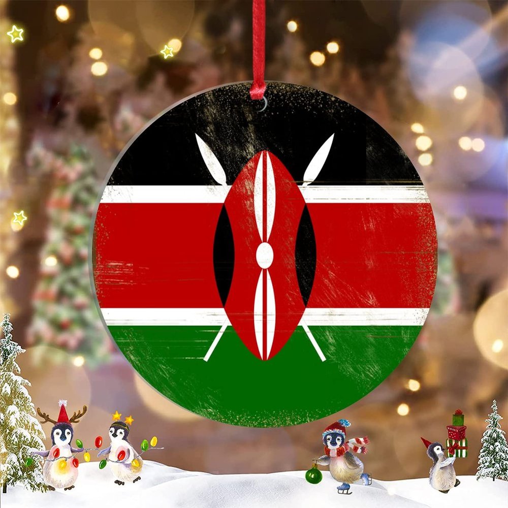 Christmas Ornaments 2022 Kenya Flag Ornament for Christmas Tree Decor Kenya Country City Souvenir Patriotic Personalized Christmas Ornaments Holiday Christmas Keepsake New Year Gifts