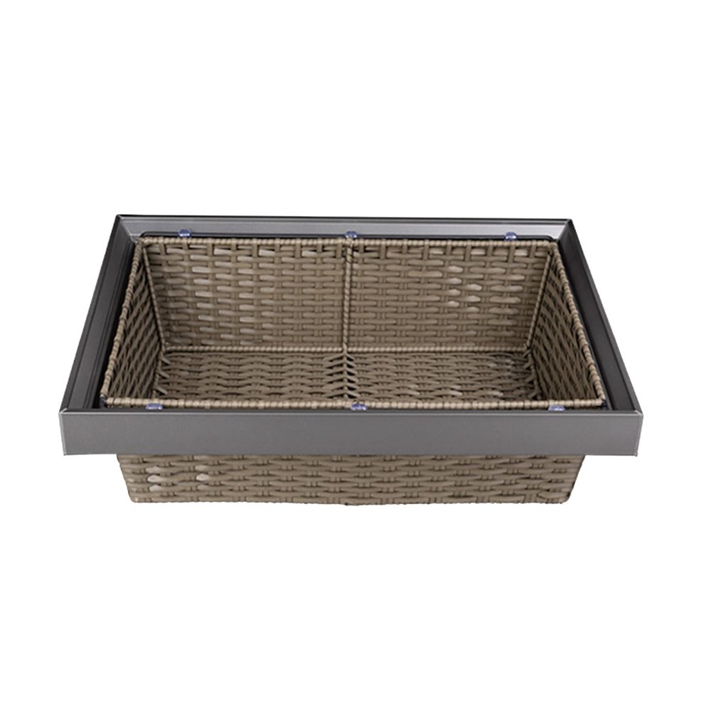 Clothes Storage Basket Wardrobe Pull-Out Storage Basket, Hand-Woven Rattan Cabinet Storage Basket, Damping Buffer Automatic Reset (Size : 614-664mm)