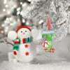Monogram Initial Letter T Ornaments for Christmas Trees Cute Snowman Green Letter Personalized Christmas Ornaments 2022 Clear Acrylic Hanging Letters Ornaments Christmas Keepsake New Year Gifts view 3