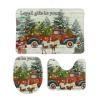 3 Pieces Barnwood Xmas Tree Santa Gnome Bathroom Rug Set Merry Christmas Red Truck Soft Foam Non Slip Bath Mats Sets Toilet Contour Mat Lid Cover for Bathtub Shower and Bathroom Decor 20"x32" view 1