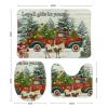 3 Pieces Barnwood Xmas Tree Santa Gnome Bathroom Rug Set Merry Christmas Red Truck Soft Foam Non Slip Bath Mats Sets Toilet Contour Mat Lid Cover for Bathtub Shower and Bathroom Decor 20"x32" view 2