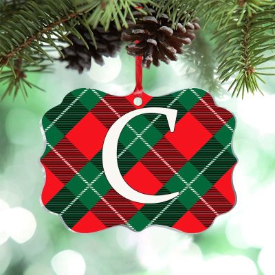 Christmas Ornaments 2022 Monogram Initial Letter C Ornaments for Christmas Trees Green Red Buffalo Plaid Personalized Christmas Ornaments Holiday Keepsake Gifts for Holiday Souvenir Wedding Birthday