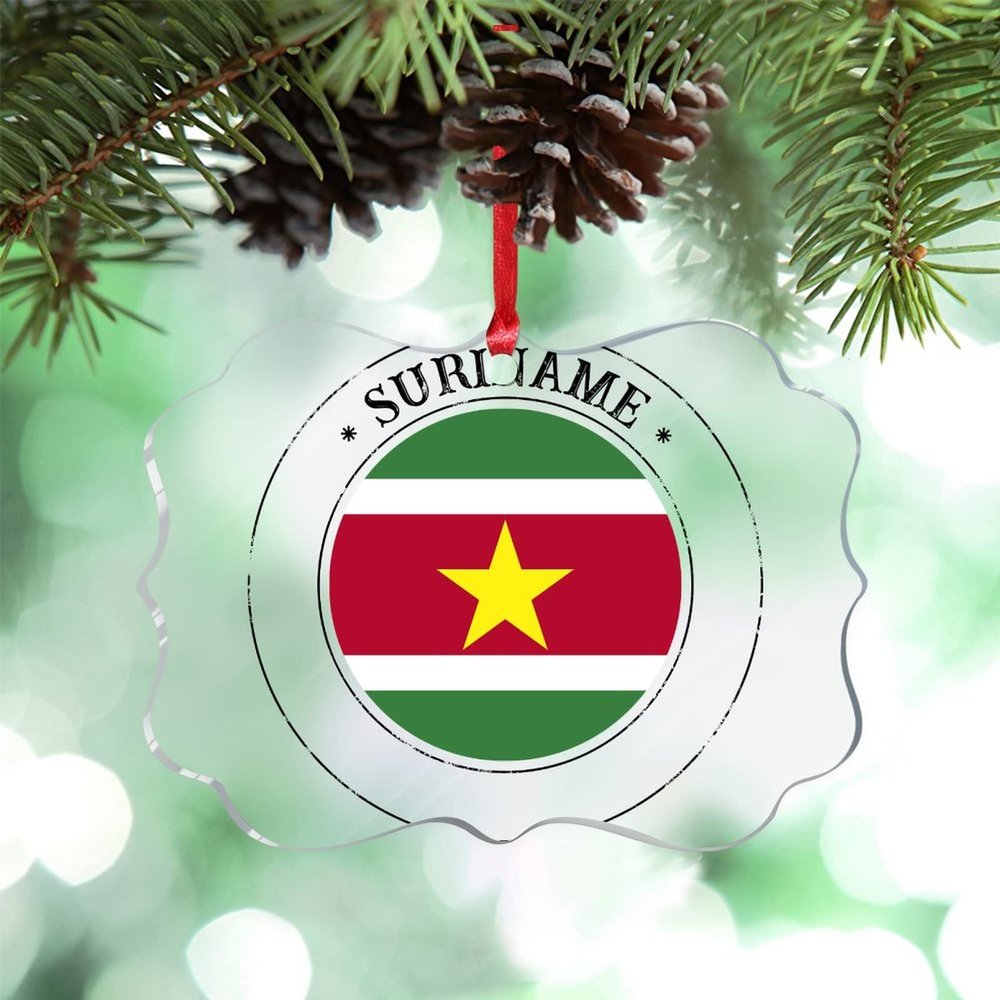 Christmas Ornaments 2022 Suriname Flag Christmas Tree Ornaments Suriname Country City Souvenir Patriotic Personalized Christmas Ornaments Holiday Christmas Keepsake New Year Gifts