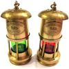 7" Nautical Antique Brown Brass Red/Green Minor Oil Lamp Ship Boat Lantern Home Decorative Set of 2 view 2