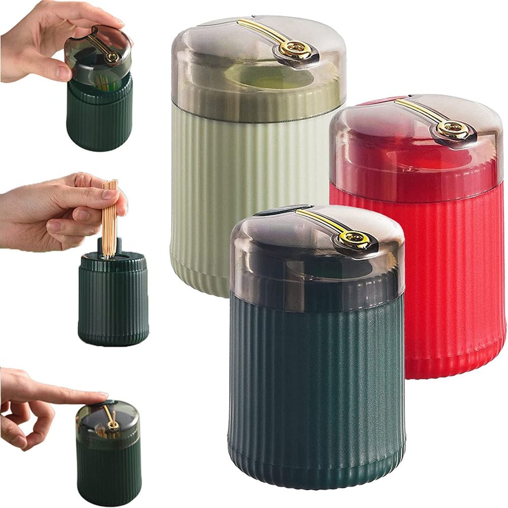 2023 Pop-up Automatic Toothpick Dispenser -New VersionHousehold Toothpick Holder Without Toothpick, Creative Push-Type Toothpick Storage Box Toothpick Canister, for Home Kitchen Restaurant (Z - Pack of 3)
