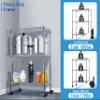 3-Tier Wire Storage Shelves, Heavy Duty Adjustable Shelving Unit with Wheels, Metal Shelf Organizer Storage Rack Shelves for Bedroom Kitchen Office, 450 LBS Capacity, 23" L x 13" W x 32" H, Chrome view 3