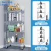 4-Tier Kitchen Storage Shelves Wire Shelving, Adjustable Storage Shelf Metal Storage Rack on Wheels, Shelf Unit Organizer for Kitchen Bread Microwave Oven Stand, 35.6"L x 14"W x 61.8"H, Chrome view 4