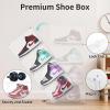 Yukui LLc Large Shoe Boxes Clear Plastic Stackable, 8 Pack Drop Side Shoe Storage Organizer with Magnetic Door, Shoe Container Sneaker Storage Display Case Fit up to US Size 13 CLEAR view 3