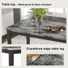 7-Piece Modern Dining Table Set, Wood Kitchen Table Set with Faux Marble Top Rectangular Kitchen Table with 6 PU Upholstered Dining Chairs Living Room Furniture for 6 Person, for Dining Room view 4