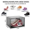 Yukui LLc Large Shoe Boxes Clear Plastic Stackable, 8 Pack Drop Side Shoe Storage Boxes with Magnetic Door, Shoe Storage Organizer Sneaker Storage Display Fit up to US Size 13 Black view 2