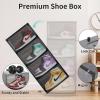 Yukui LLc Large Shoe Boxes Clear Plastic Stackable, 8 Pack Drop Side Shoe Storage Boxes with Magnetic Door, Shoe Storage Organizer Sneaker Storage Display Fit up to US Size 13 Black view 3