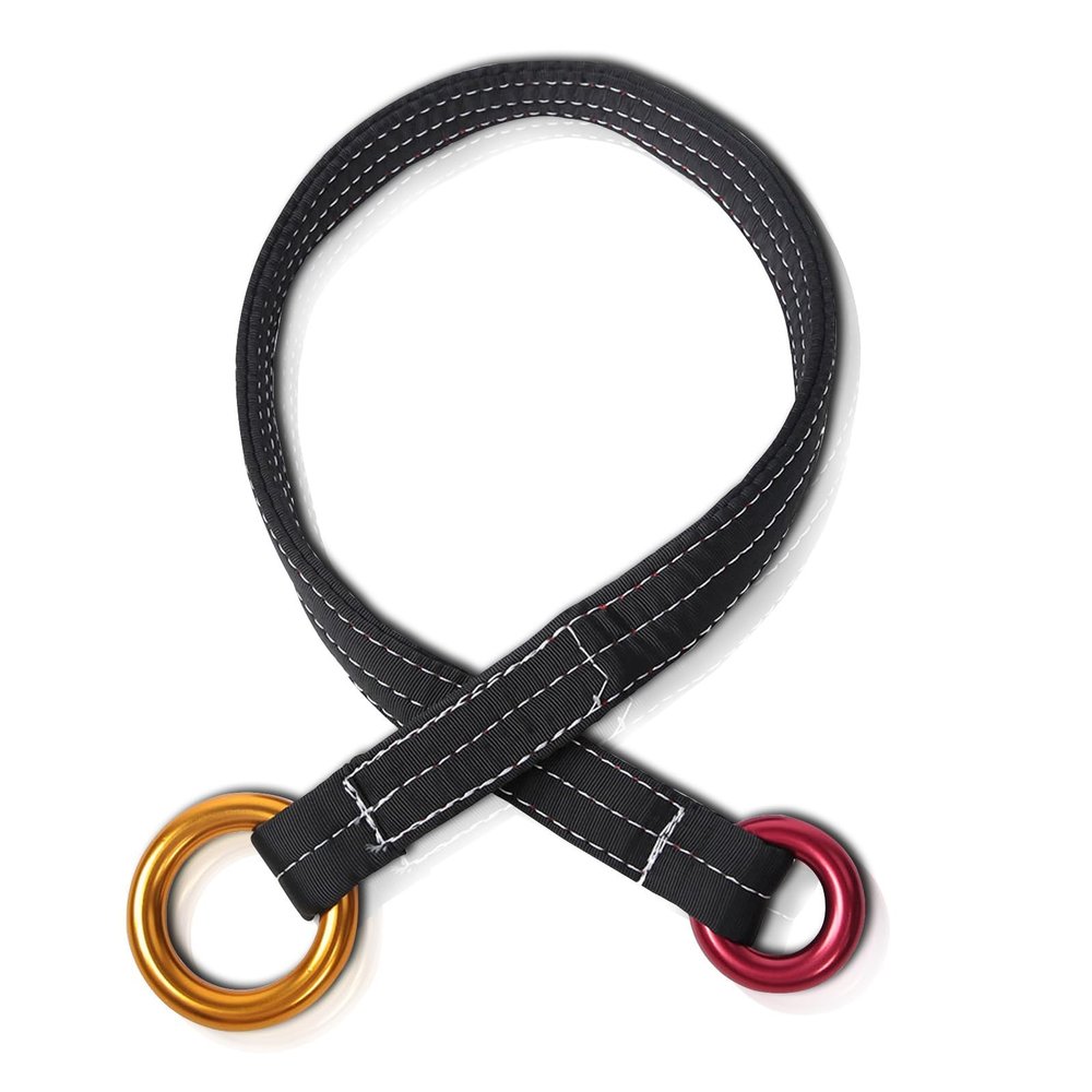 HERCHR 22KN Retrievable Anchor, 90CM Outdoor Climbing Tree Lanyard Anchor Loop Belt with Two Hanging Rings for Garden Work Tree Arborist Friction Saver Loop Belt Sling Arborist Equipment