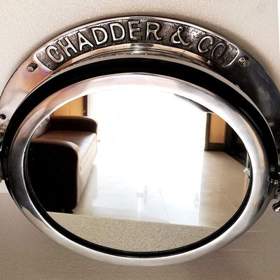 Antiqueara Nickel Plated Canal Boat Porthole Window Ship Round Mirror Wall Home Decor Home Wall Mirror Rack 16 inches by THE VINTAGE ART.