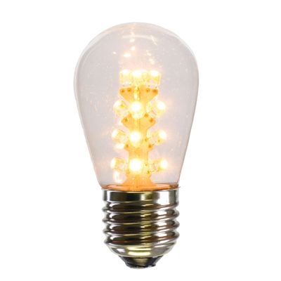 Vickerman S14 LED Warm White Transparent Plastic Bulb E26 Medium Nickel Base, 5 per Pack.