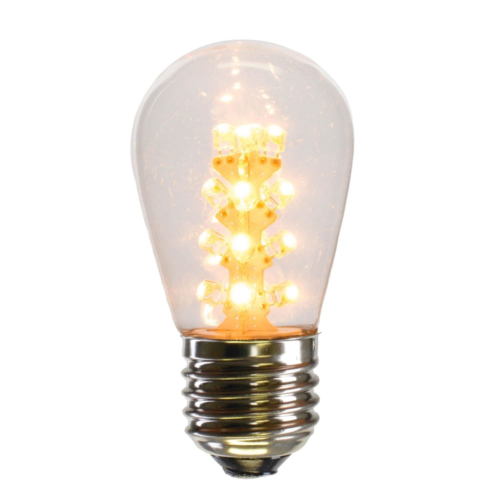 Vickerman S14 LED Warm White Transparent Plastic Bulb E26 Medium Nickel Base, 5 per Pack.