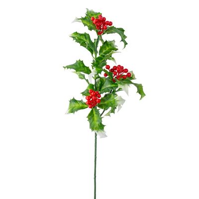 Factory Direct Craft Holly Plastic Floral Picks (12 Pieces) - Holly and Berries for Christmas Tree Decorations Holiday Winter Seasonal Home Decor