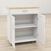 ACLULION Small Kitchen Island Cart with Storage, Rolling Kitchen Island with Rubber Wood Top, Kitchen Island on Wheels with Drawer, Towel Rack and Cabinet for Kitchen, Dining Room (White) view 4