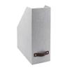 Bigso Box of Sweden Estelle Canvas Fiberboard Upright Magazine Storage Box | Magazine Holder & Organizer for Papers & Catalogs w/Leather Handle for Office Desks | 12.6in x 4.5in x 9.8in | Ash view 2
