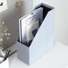 Bigso Box of Sweden Estelle Canvas Fiberboard Upright Magazine Storage Box | Magazine Holder & Organizer for Papers & Catalogs w/Leather Handle for Office Desks | 12.6in x 4.5in x 9.8in | Ash view 3
