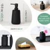 ABBI NIMO 2 Pack Soft Touch Rubber Coating Matte Black Ceramic Soap Dispenser, 13 oz Refillable Pump Bottle for Bathroom or Kitchen Countertop, Non-Slip and Comfort Grip view 3