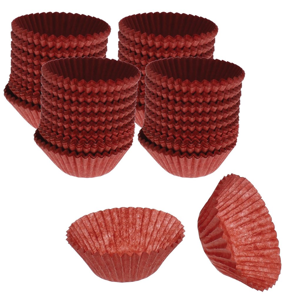 CybrTrayd No.6 Glassine Paper Approximately 1,000 Pieces 1-1/4 Base, 7/8 Wall Candy Cups, Red