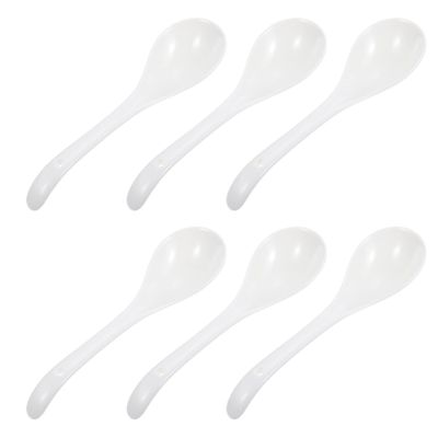 Anneome 6 Piece Ceramic Spoon Set Home Soup Spoons Cooking Large for Eating Multi-use