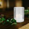 Serene Spaces Living Clear Pleated Glass Votive Holder, Decorative Centerpiece for Wedding, Christmas, Thanksgiving, Party, Dining Table, Living Room, Home Dcor, Measures 8" Tall view 2