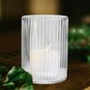Serene Spaces Living Clear Pleated Glass Votive Holder, Decorative Centerpiece for Wedding, Christmas, Thanksgiving, Party, Dining Table, Living Room, Home Dcor, Measures 8" Tall view 3