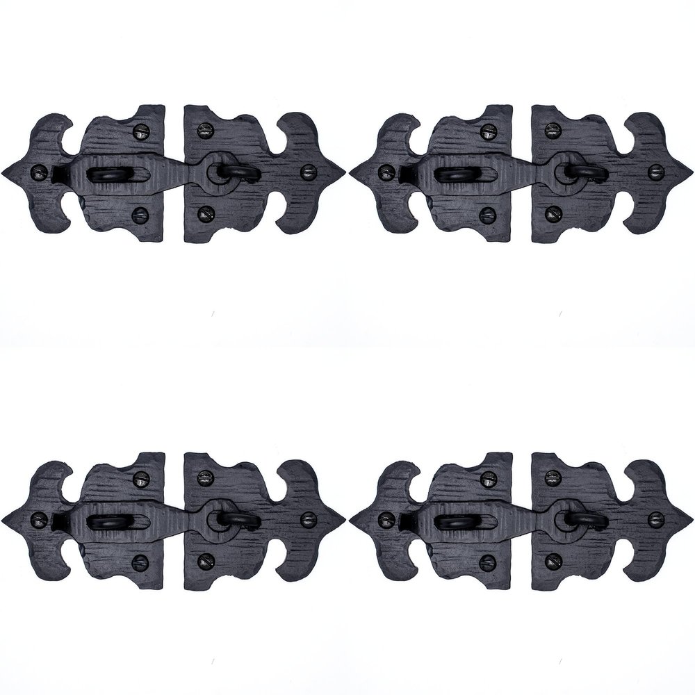 4 Pack 5.5" Furniture Hasp for Gates - Black - Heavy Duty Decorative Metal Hasps - Handmade Rustic Iron Furniture Hasps for Door, Drawer, Chests, Cupboard and Trunks - The Sonora Series
