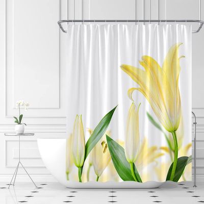ABONAN Calla Lily Flower Shower Curtain Beautiful Romantic Spring Flourishing White Fresh Spring Creative Plant Fabric Bathroom Curtains Decor Set with Hook(67" Wx70 H)