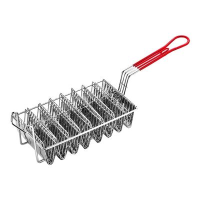 Fry Strainer Oil Skimmer Frying Basket Taco Shell Fryer Holds 8 Shells Deep Fryer Taco Holders Basket with Grip Handle Taco Holder Stand Kitchen Fried Filter