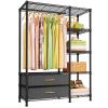 Ulif F3 Heavy Duty Clothes RackWith Fabric DrawersFreestanding Clothing Racks for Hanging ClothesAdjustable Closet Organizer SystemPortable Garment Rack 40" W x 15" D x 72" HMax Load 700LBSBlack view 1
