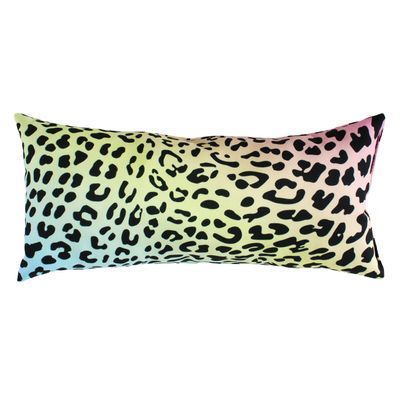 College Covers Animal Print Pillows Decorative Pillow, 16" X 6", Leopard Pastel Gradient/Black