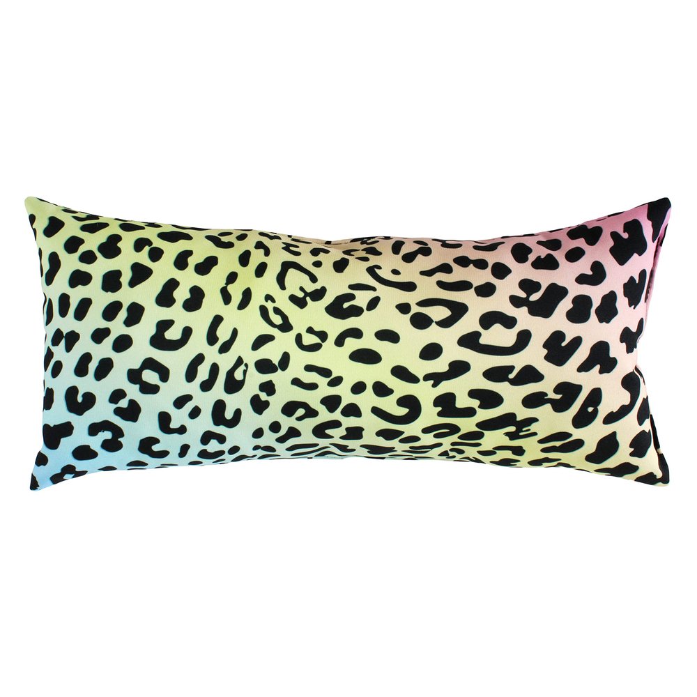 College Covers Animal Print Pillows Decorative Pillow, 16" X 6", Leopard Pastel Gradient/Black