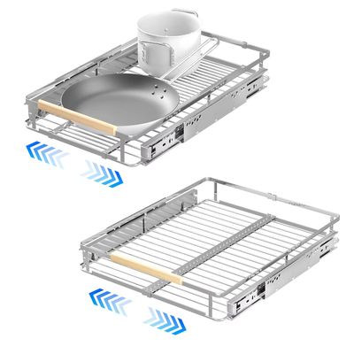 2Pack Pull Out Cabinet Organizer, 12.2~17.9"W x 22.5"D Expandable Pull Out Shelves for Kitchen Cabinets, Heavy Duty Metal Slide Out Pantry Shelves Sliding Shelf for Home Kitchen,Under Sink,Wardrobe