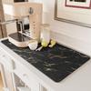 AMOAMI Coffee Mat Hide Stain Rubber Backed Absorbent Dish Drying Mat for Kitchen Counter-Coffee Bar Accessories, Black & Gold, 17"X31.5" view 1