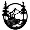 Badger Steel USA - Boat Mountains Scene - Metal Wall Art - 24" X 24" - Black view 2