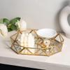 Feyarl Gold Glass Perfume Tray Mirror Vanity Jewelry Trinket Organizer Ornate Cosmetic Makeup Display Decorative Tray for Bathroom Home Decor Dresser Tabletop Countertop 11 x 8.26 x 1.96inch view 4