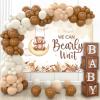 DataMoon Teddy Bear Baby Shower Party Decorations - Wood Grain Boxes with Baby Letters, 90PCS Nude and Brown Balloons, Boho Backdrop We Can Bearly Wait for BabyShower, Gender Reveal,Birthday Party view 1
