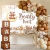 DataMoon Teddy Bear Baby Shower Party Decorations - Wood Grain Boxes with Baby Letters, 90PCS Nude and Brown Balloons, Boho Backdrop We Can Bearly Wait for BabyShower, Gender Reveal,Birthday Party view 2