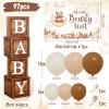 DataMoon Teddy Bear Baby Shower Party Decorations - Wood Grain Boxes with Baby Letters, 90PCS Nude and Brown Balloons, Boho Backdrop We Can Bearly Wait for BabyShower, Gender Reveal,Birthday Party view 4