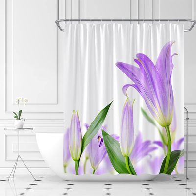 ABONAN Calla Lily Flower Shower Curtain Beautiful Romantic Spring Flourishing White Fresh Spring Creative Plant Fabric Bathroom Curtains Decor Set with Hook(67" Wx70 H)
