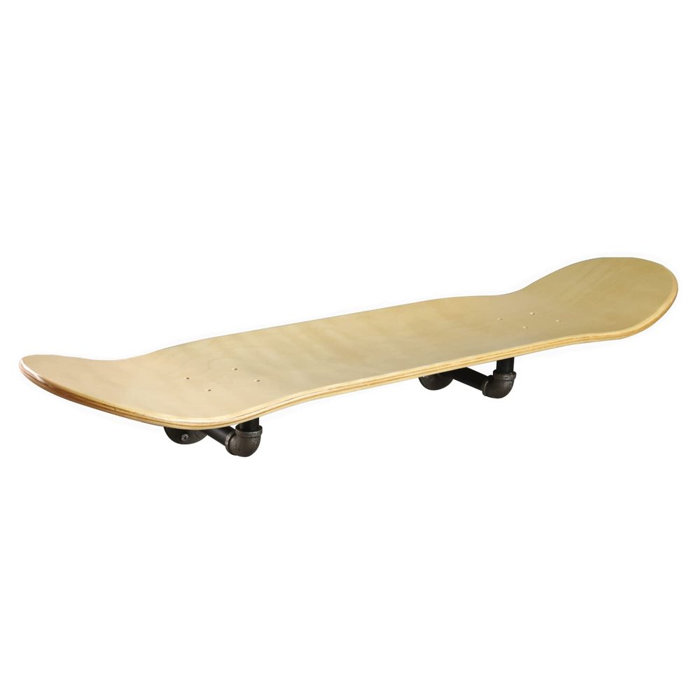 Floating Industrial Style Skateboard Deck Shelf with Pipe Mounting System  Custom Made Indoor Skate Shelving - Maple Wall Mount - 7.75" Natural
