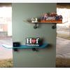 Floating Industrial Style Skateboard Deck Shelf with Pipe Mounting System  Custom Made Indoor Skate Shelving - Maple Wall Mount - 7.75" Natural view 2