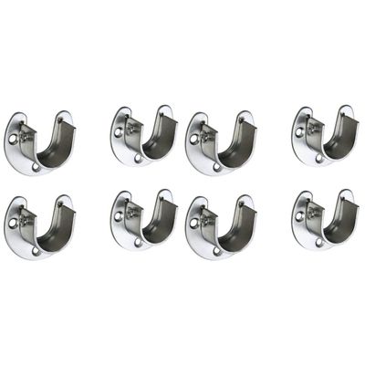 Cabilock 8pcs Heavy Duty Clothes Rail U-shaped Rod End Supports for Closet Curtain Rod and Shower Curtain Stainless Steel Flange Holder Screws