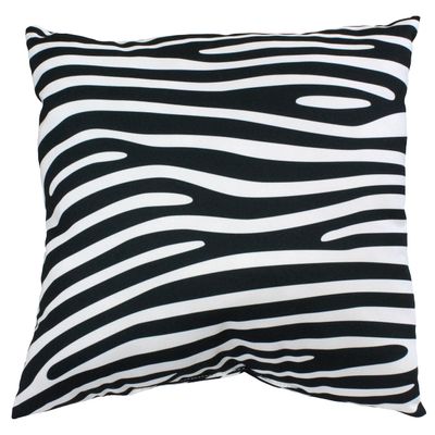 College Covers Animal Print Pillows Decorative Pillow, 16" X 16", Zebra White/Black