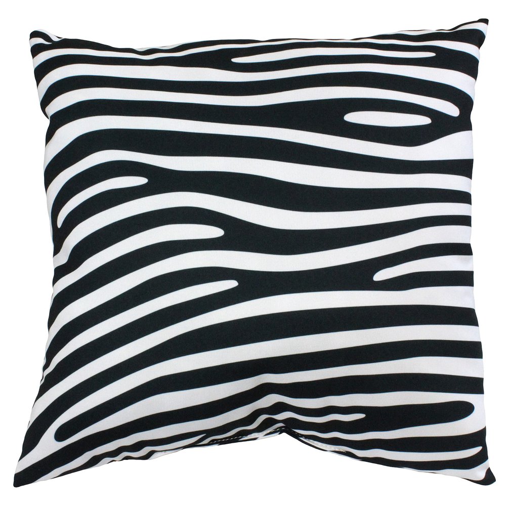 College Covers Animal Print Pillows Decorative Pillow, 16" X 16", Zebra White/Black