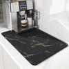AMOAMI-Coffee Mat Hide Stain Rubber Backed Absorbent Dish Drying Mat for Kitchen Counter-Coffee Bar Accessories Fit Under Coffee Maker, Espresso Machine, Pot, Dish Rack Black&Gold view 1