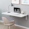 Aigoss Folding Wall-Mounted Drop-Leaf Table - Heavy Duty Fold Down Wall Mount Desk for Small Spaces Desk Home/Office/Kitchen & Dining Room (Color : White, Size : L60xW30cm/L24xW12in) view 1