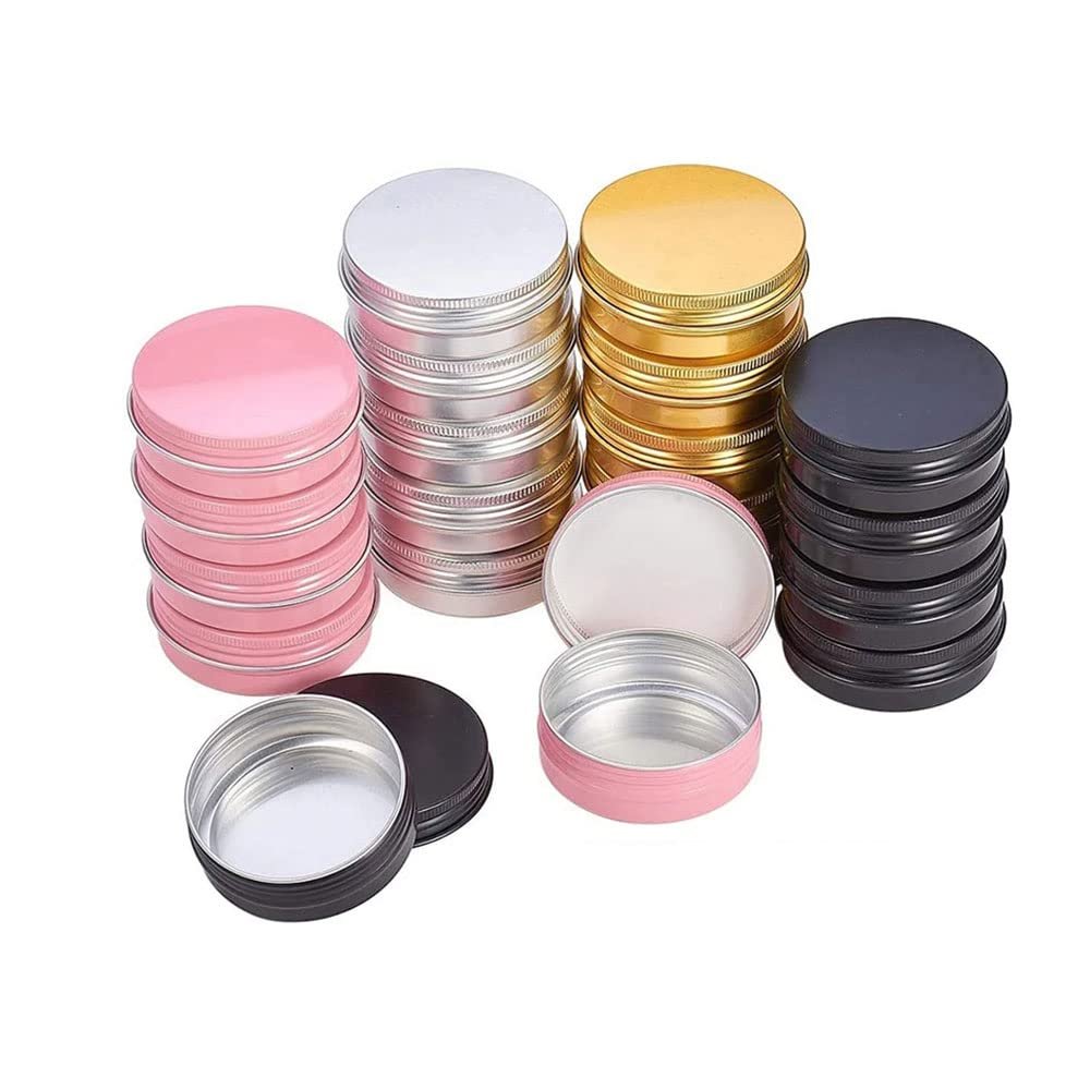 ezqnirk 10PCS Empty Aluminum Tin Jar For Cream Balm Nail Candle Cosmetic Round Storage Container Mini Metal Box,Rose Gold,10ML